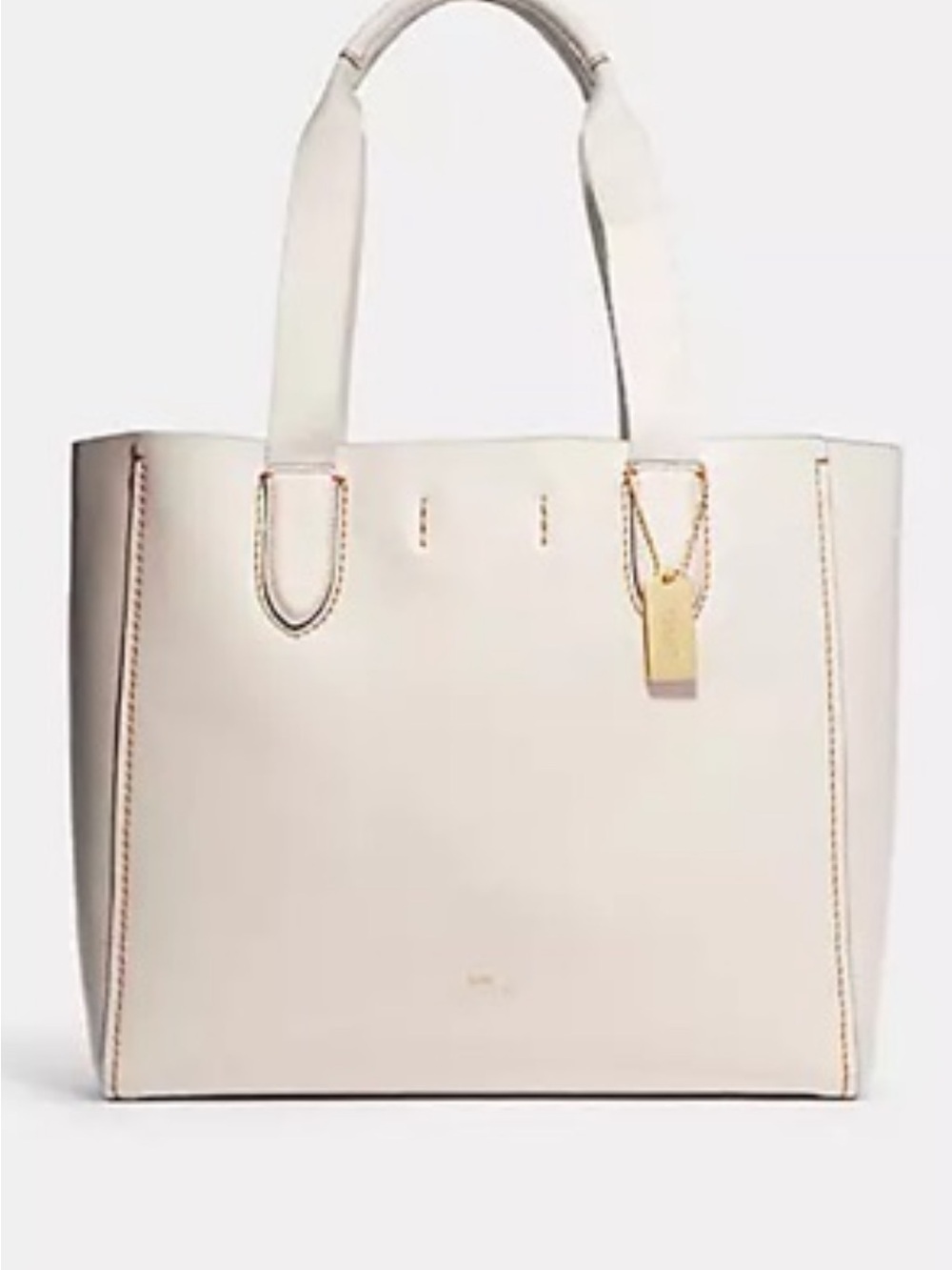 Coach Cream Leather Tote with Gold Tag
